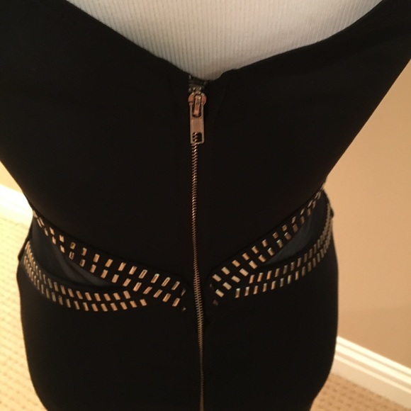 Sexy black & gold body hugging dress w/gold studs - Picture 5 of 5